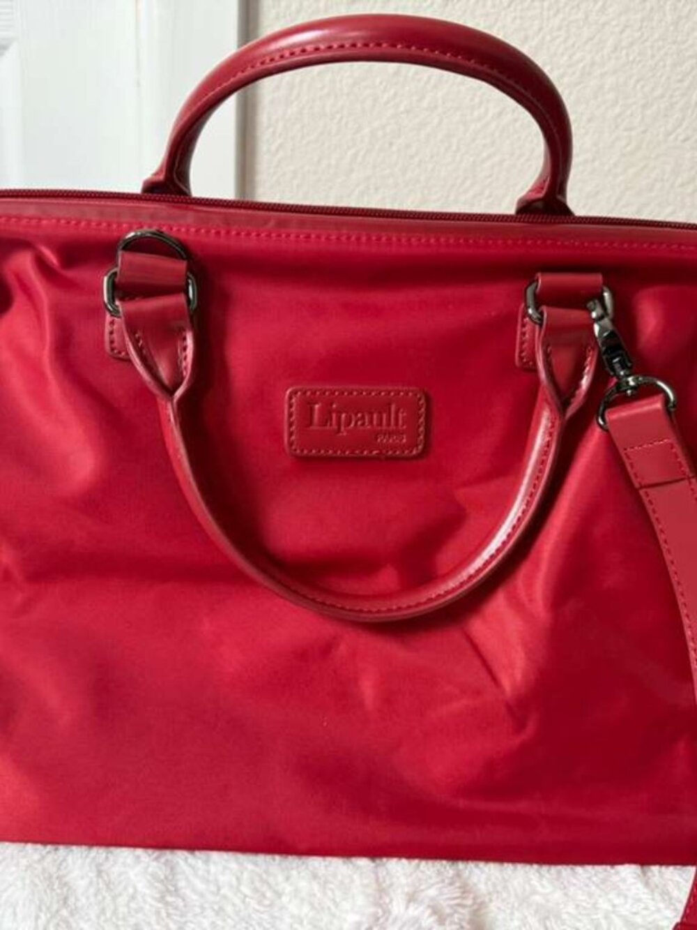 Lipault Paris Plume Avenue Doctor Bag - Ruby Red Nylon Satchel - Small/Medium
